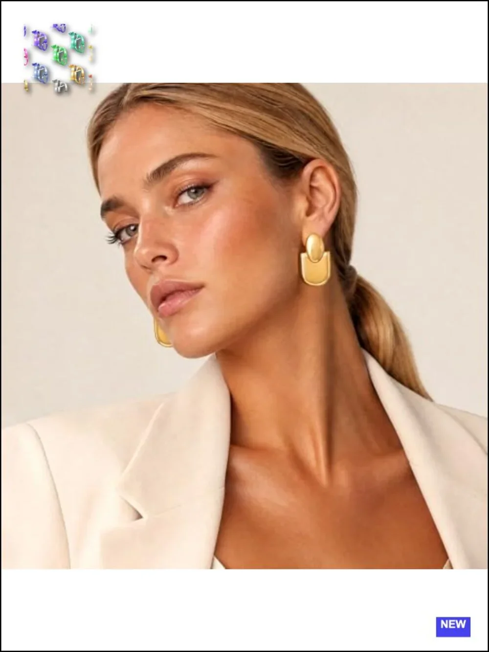 Chunky Gold Drop Dangle Earrings 14K Gold Plated Geometric Statement